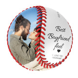 Best Boyfriend Feel Personalized Anniversary Name Date Photo White Baseballs