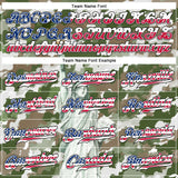 Custom Camo USA Flag Red Blue Black-White Statue Of Liberty Patriotic Stars & Stripes Raglan Sleeves Authentic Baseball Jersey