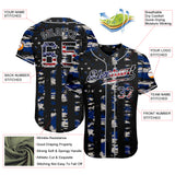 Custom Black USA Flag-Gray Distressed Grunge Patriotic Raglan Sleeves Authentic Baseball Jersey