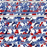 Custom White Royal Red-Navy Camo American Flag Patriotic Raglan Sleeves Authentic Baseball Jersey