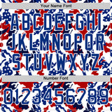 Custom White Royal Red-Navy Camo American Flag Patriotic Raglan Sleeves Authentic Baseball Jersey