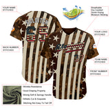 Custom Camo Vintage USA Flag Cream Black-White Patriotic Desert Camouflage Raglan Sleeves Authentic Baseball Jersey