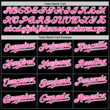 Custom Black Pink-White Star Raglan Sleeves Authentic Baseball Jersey