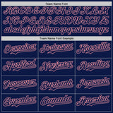 Custom Navy Medium Pink Star Raglan Sleeves Authentic Baseball Jersey