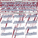 Custom White Navy-Crimson Splatter Brush Stroke Star Raglan Sleeves Authentic Baseball Jersey