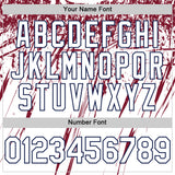 Custom White Navy-Crimson Splatter Brush Stroke Star Raglan Sleeves Authentic Baseball Jersey