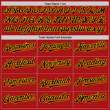 Custom Red Black-Gold Mesh Authentic Throwback Baseball Jersey