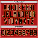 Custom Red Black-Gold Mesh Authentic Throwback Baseball Jersey