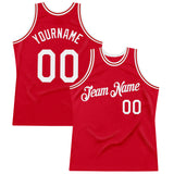 Custom Red White Authentic Throwback Basketball Jersey