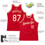 Custom Red Cream Authentic Throwback Basketball Jersey