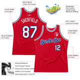 Custom Red White-Royal Authentic Throwback Basketball Jersey
