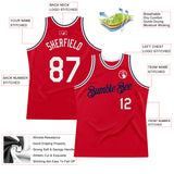 Custom Red White-Navy Authentic Throwback Basketball Jersey