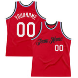 Custom Red Black-Light Blue Authentic Throwback Basketball Jersey