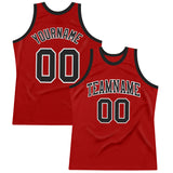 Custom Red Black-White Authentic Throwback Basketball Jersey