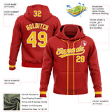 Custom Stitched Red Yellow-White Baseball Pullover Sweatshirt Hoodie