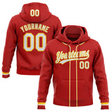 Custom Stitched Red White-Yellow Baseball Pullover Sweatshirt Hoodie
