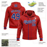 Custom Stitched Red Royal-White Baseball Pullover Sweatshirt Hoodie