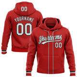 Custom Stitched Red White-Black Baseball Pullover Sweatshirt Hoodie