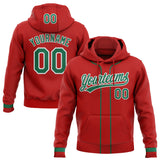 Custom Stitched Red Kelly Green-White Baseball Pullover Sweatshirt Hoodie