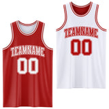 Custom Red White Reversible Double Side Sublimation Basketball Suit Jersey