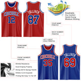 Custom Red Royal-White Reversible Double Side Sublimation Basketball Suit Jersey