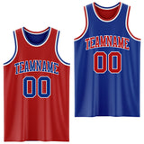 Custom Red Royal-White Reversible Double Side Sublimation Basketball Suit Jersey