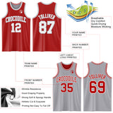 Custom Red White-Gray Reversible Double Side Sublimation Basketball Suit Jersey