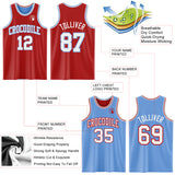 Custom Red White-Light Blue Reversible Double Side Sublimation Basketball Suit Jersey