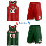 Custom Red White-Green Reversible Double Side Sublimation Basketball Suit Jersey