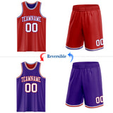 Custom Red White-Purple Reversible Double Side Sublimation Basketball Suit Jersey