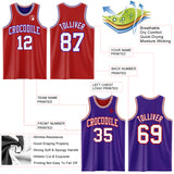 Custom Red White-Purple Reversible Double Side Sublimation Basketball Suit Jersey