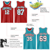 Custom Red White-Teal Reversible Double Side Sublimation Basketball Suit Jersey