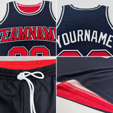 Custom Red Black-Cream Reversible Double Side Sublimation Basketball Suit Jersey