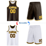 Custom Brown Gold-White Reversible Double Side Sublimation Basketball Suit Jersey