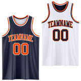 Custom Reversible Navy Orange-White Double Side Sublimation Basketball Suit Jersey