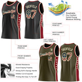 Custom Reversible Black Vintage USA Flag-Cream Double Side Star Sublimation Basketball Suit Jersey