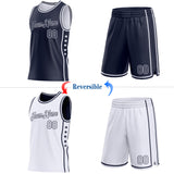 Custom Reversible Navy White Double Side Star Sublimation Basketball Suit Jersey