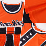 Custom Reversible Navy White-Orange Double Side Star Sublimation Basketball Suit Jersey