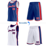 Custom Reversible Royal Red-White Double Side Star Sublimation Basketball Suit Jersey
