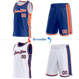 Custom Reversible Royal Orange-White Double Side Star Sublimation Basketball Suit Jersey