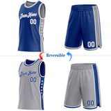 Custom Reversible Royal White-Gray Double Side Star Sublimation Basketball Suit Jersey
