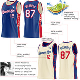 Custom Reversible Royal White-Red Double Side Star Sublimation Basketball Suit Jersey