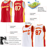 Custom Reversible Red White-Gold Double Side Star Sublimation Basketball Suit Jersey
