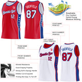 Custom Reversible Red White-Royal Double Side Star Sublimation Basketball Suit Jersey