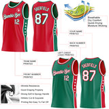 Custom Reversible Red White-Kelly Green Double Side Star Sublimation Basketball Suit Jersey