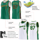 Custom Reversible Kelly Green Black-Old Gold Double Side Star Sublimation Basketball Suit Jersey