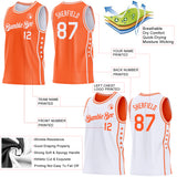 Custom Reversible Orange White Double Side Star Sublimation Basketball Suit Jersey