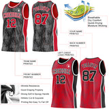 Custom Black Red-White Side Panel Stripe Sun Flame Reversible Double Side Sublimation Basketball Set Jersey