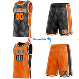Custom Black Bay Orange-White Side Panel Stripe Sun Flame Reversible Double Side Sublimation Basketball Set Jersey