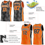 Custom Black Bay Orange-White Side Panel Stripe Sun Flame Reversible Double Side Sublimation Basketball Set Jersey